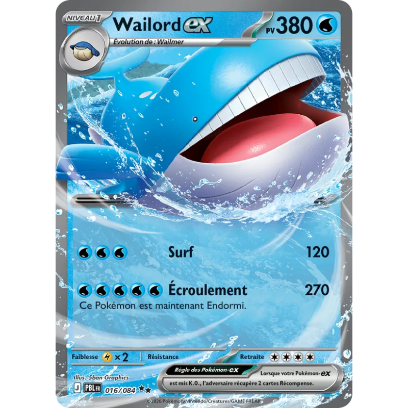 Wailord-ex — Nuit Noire — 016 — Holo — NM