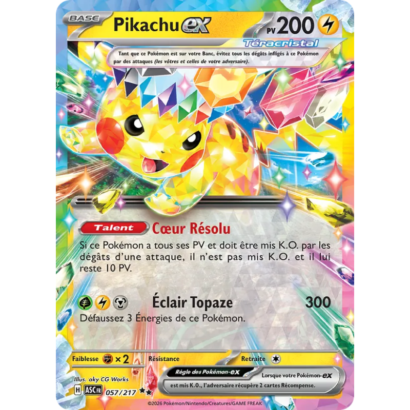 Pikachu-ex — Héros Transcendants — 057 — Holo — NM