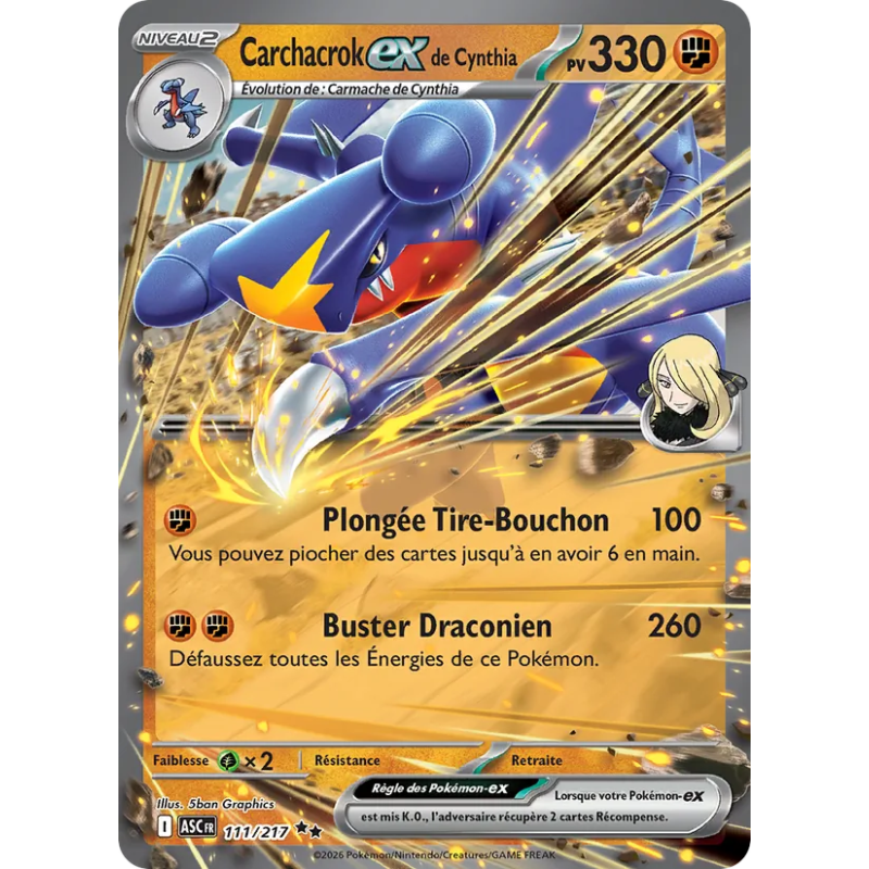 Carchacrock-ex de Cynthia — Héros Transcendants — 111 — Holo — NM