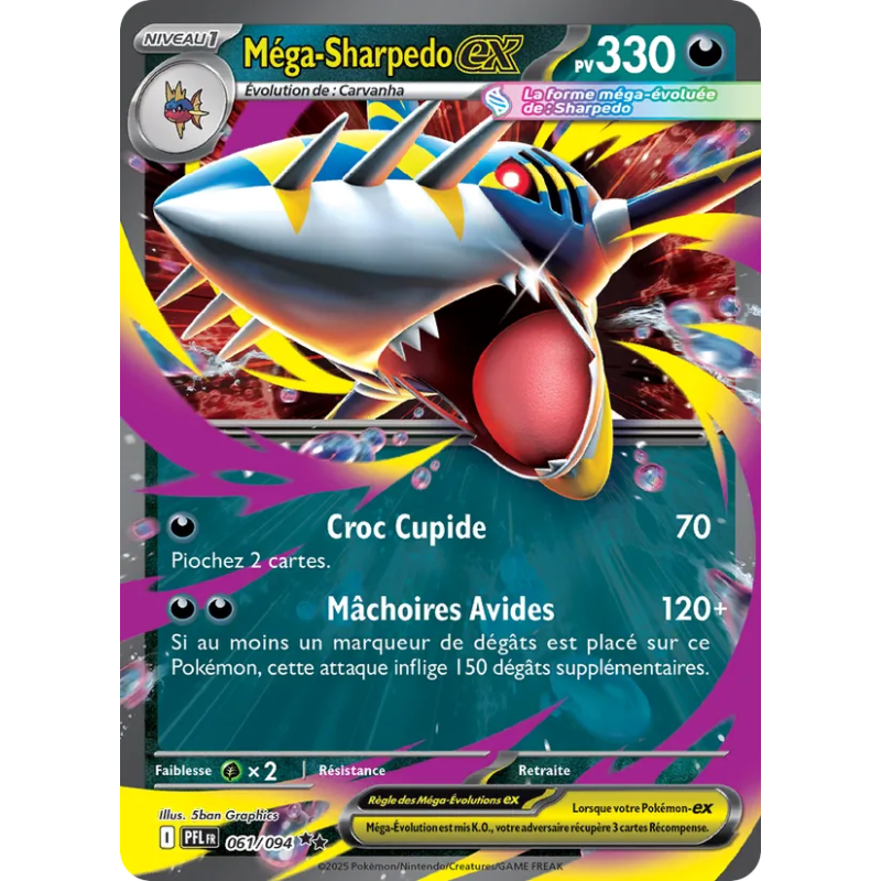 Méga-Sharpedo-ex — Flammes Fantasmagoriques — 061 — Holo — NM
