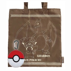 Cabas - Pokemon - Dracaufeu & Pikachu - Marron