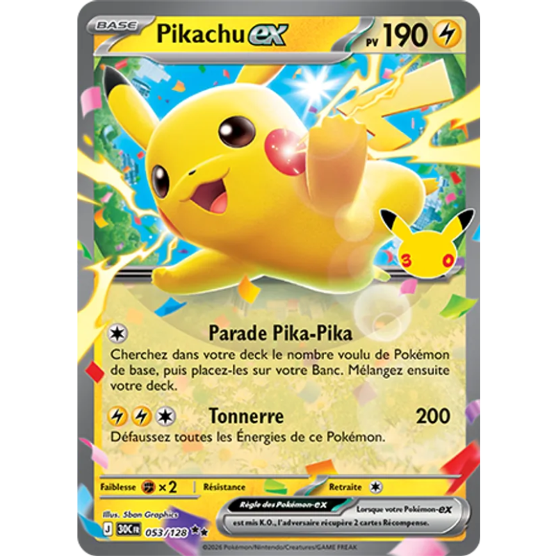 Pikachu-ex — 30ᵉ Anniversaire — 053 — Holo — NM