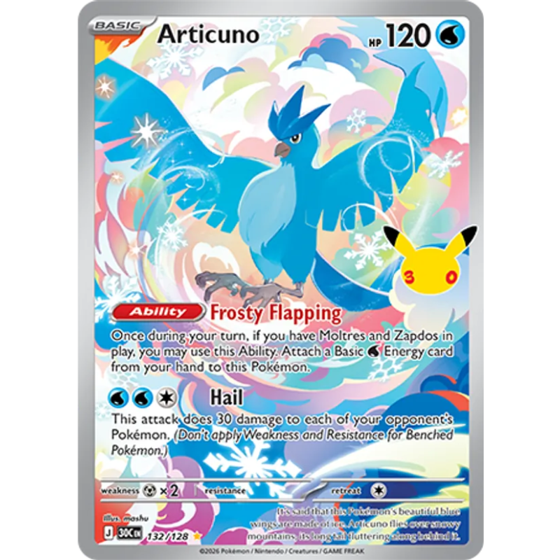 Articuno — 30ᵉ Anniversaire — 132 — Holo — NM