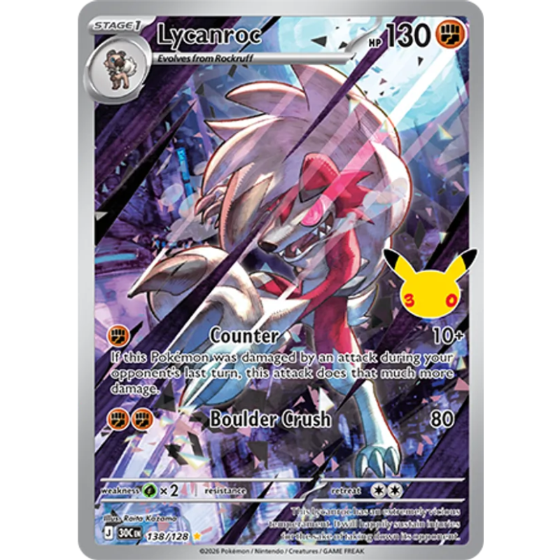 Lycanroc — 30ᵉ Anniversaire — 138 — Holo — NM