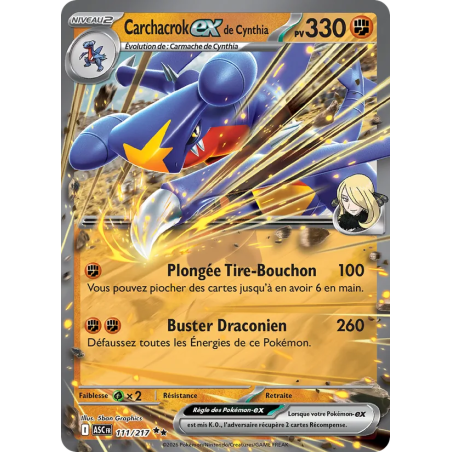 Carchacrock-ex de Cynthia — Héros Transcendants — 111 — Holo — NM