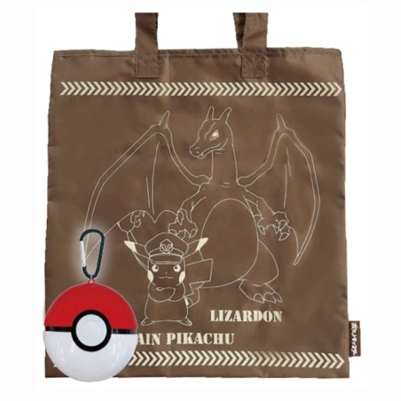 Cabas - Pokemon - Dracaufeu & Pikachu - Marron