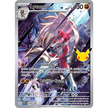 Lycanroc — 30ᵉ Anniversaire — 138 — Holo — NM